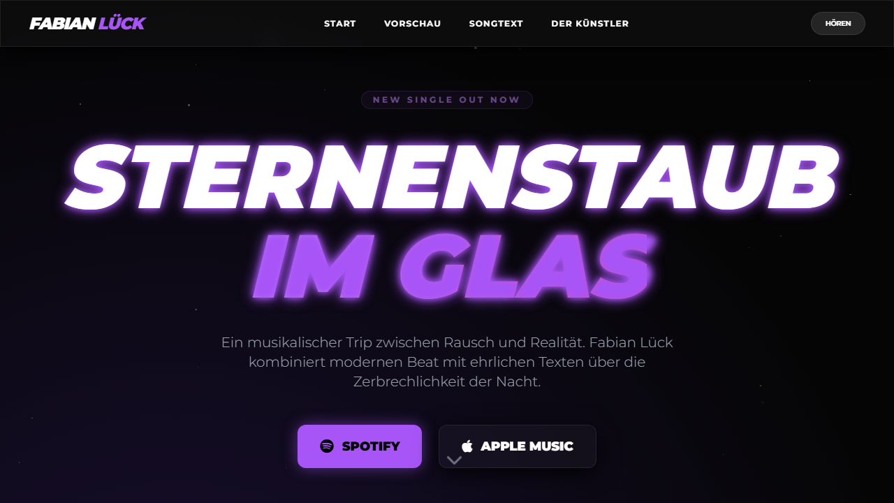 Projektansicht von Sternenstaub im Glas