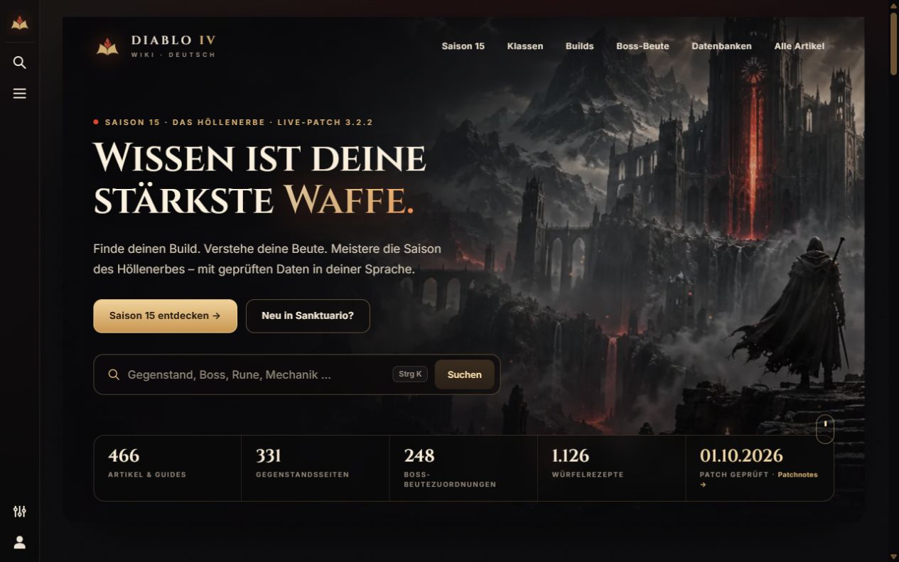 Projektansicht von Diablo 4 Wiki